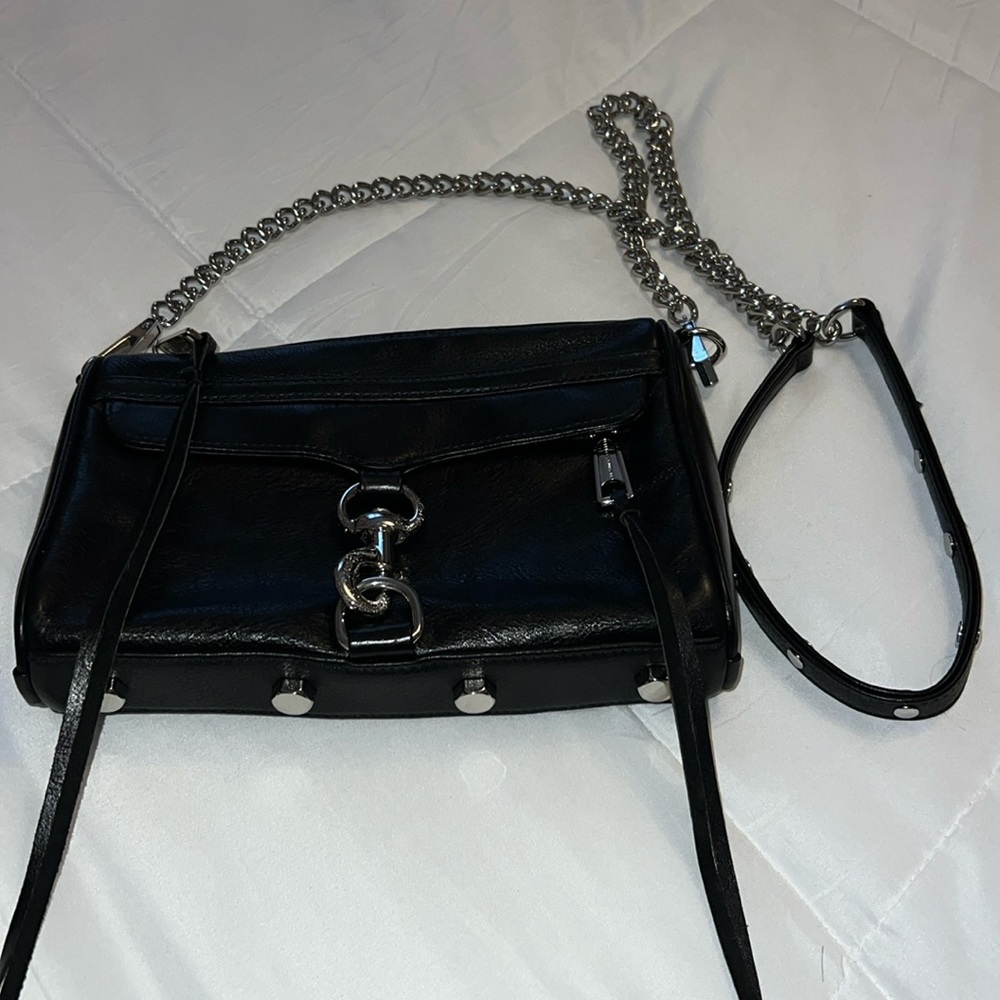REBBECCA MINKOFF black leather crossbody bag